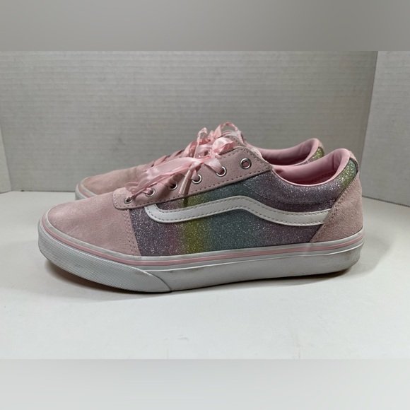 Vans Old Skool Pink Suede Rainbow Glitter Shoe US Missy 6/ Woman's 7.5 - Picture 5 of 7